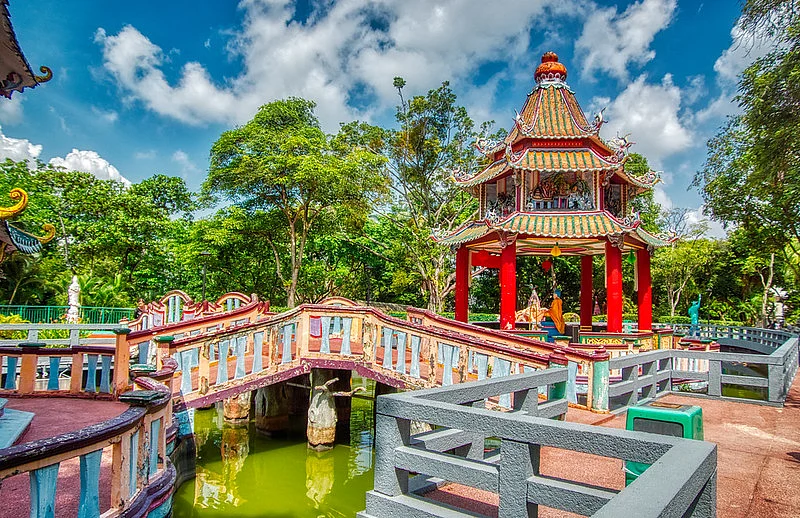 Pagoda Pond at Haw Par Villa in Singapore